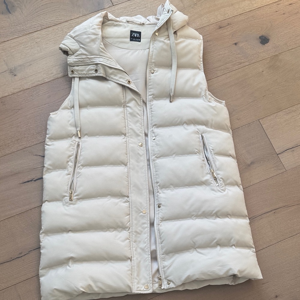 Zara Off-White Quilted Vest
